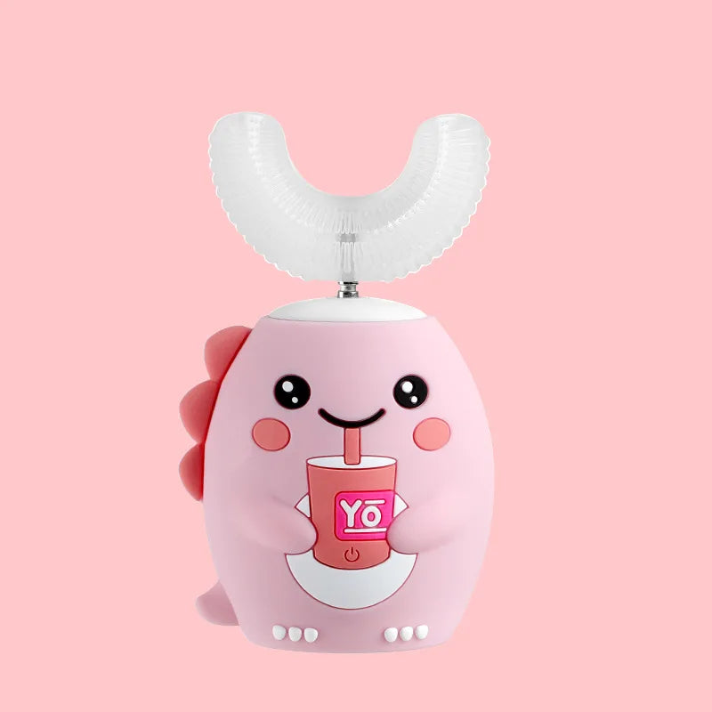 360° Sonic Electric Toothbrush U Shape Rechargeable for Kids Children Automatic Silicone Tooth Brush Smart Timer Blue Light IPX7