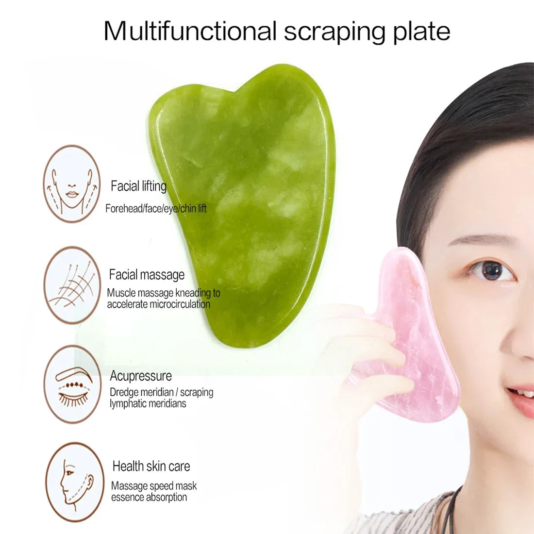 Gua Sha Massage Natural Stone Jade Gua Sha  Masajeador Facial  Board Acupoint Eye Care SPA Massager Tool massage visage