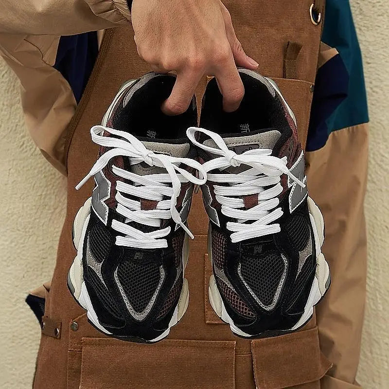 New series of dad shoes, retro distressed, dark  gray, height increasing, men's and women's running shoes