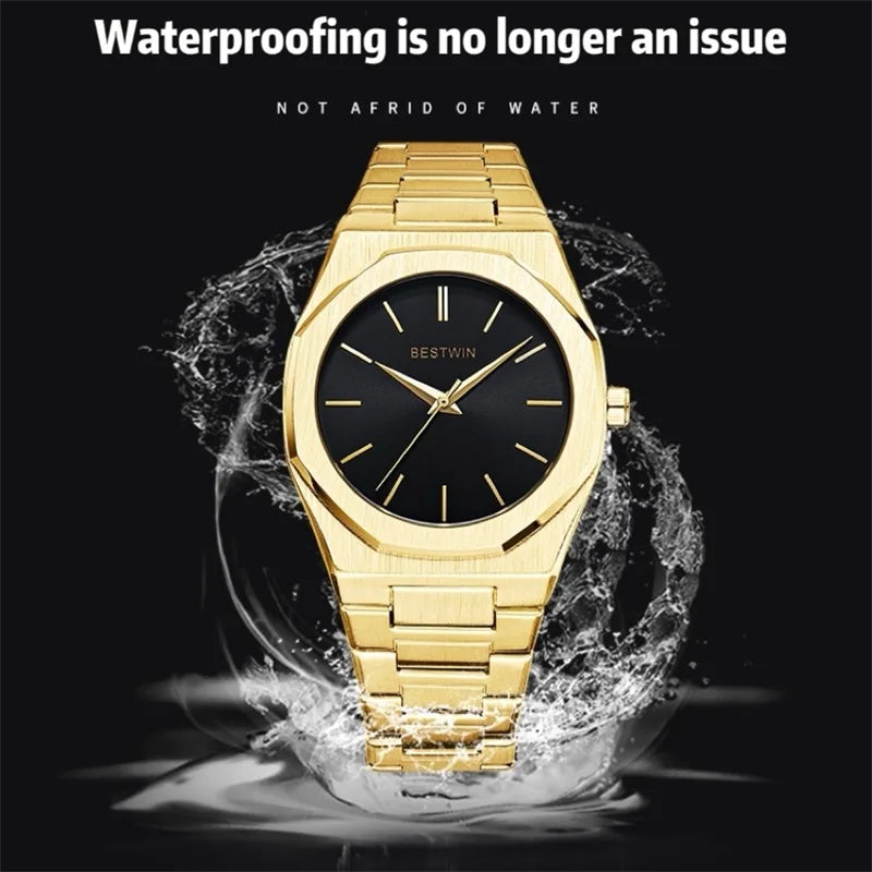Quartz Watch For Men Original Top Brand All Black Stainless Steel Men's Wristwatch Classic Business Waterproof Japan Movement