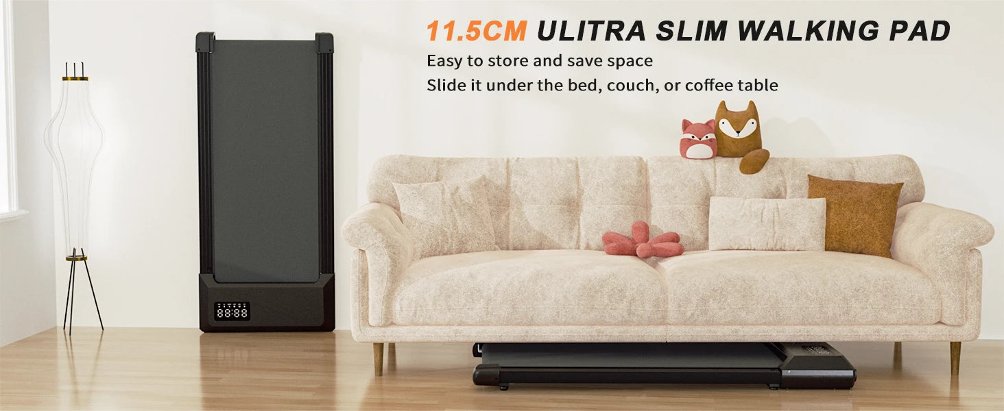 2in1 Walking Pad Mini Treadmill Portable for Home&Office Under Desk LCD Screen Max 250lbs Quiet Treadmills Exercise Machine