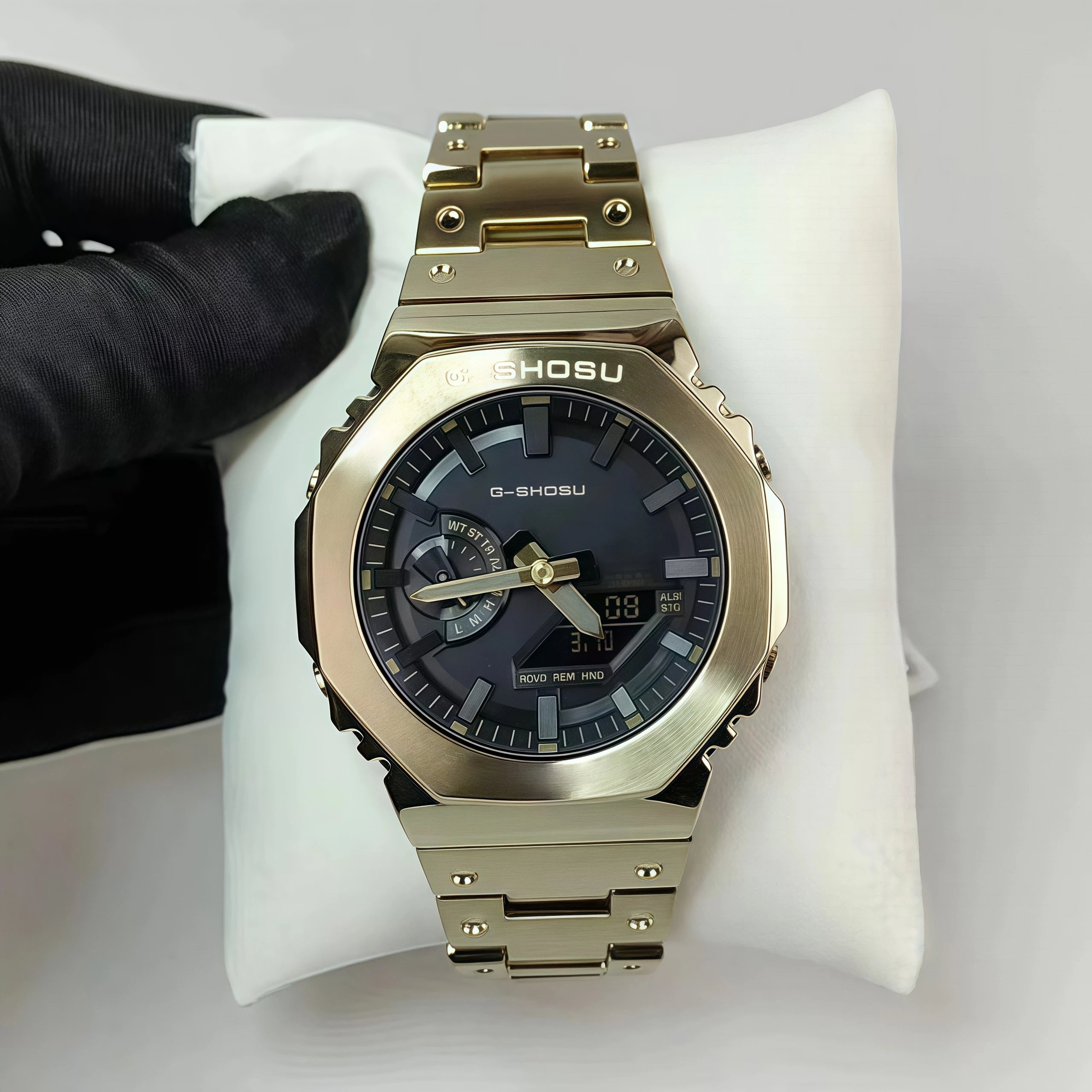 Electronic Unisex Watch Full Digital Sports Function LED Alloy Large Dial World Time Steel Strap GMB Oak Series