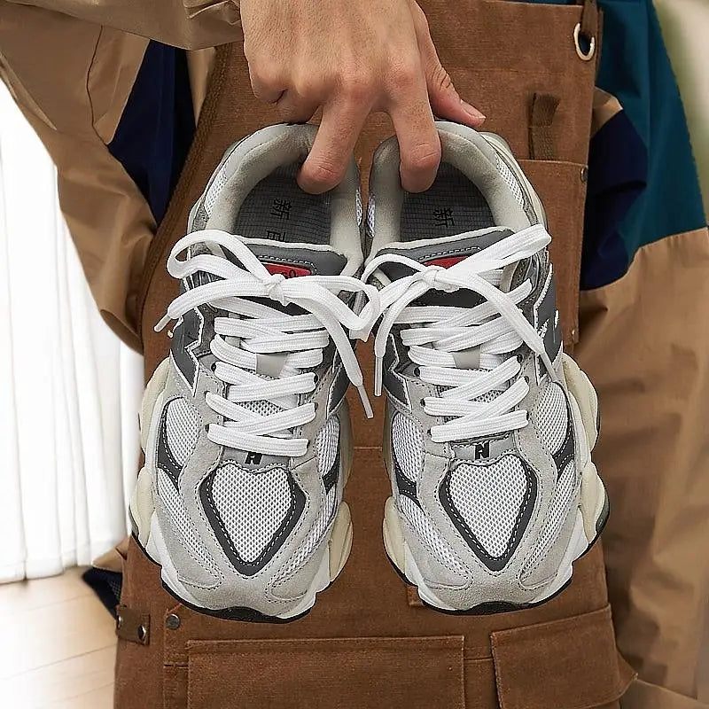 New series of dad shoes, retro distressed, dark  gray, height increasing, men's and women's running shoes