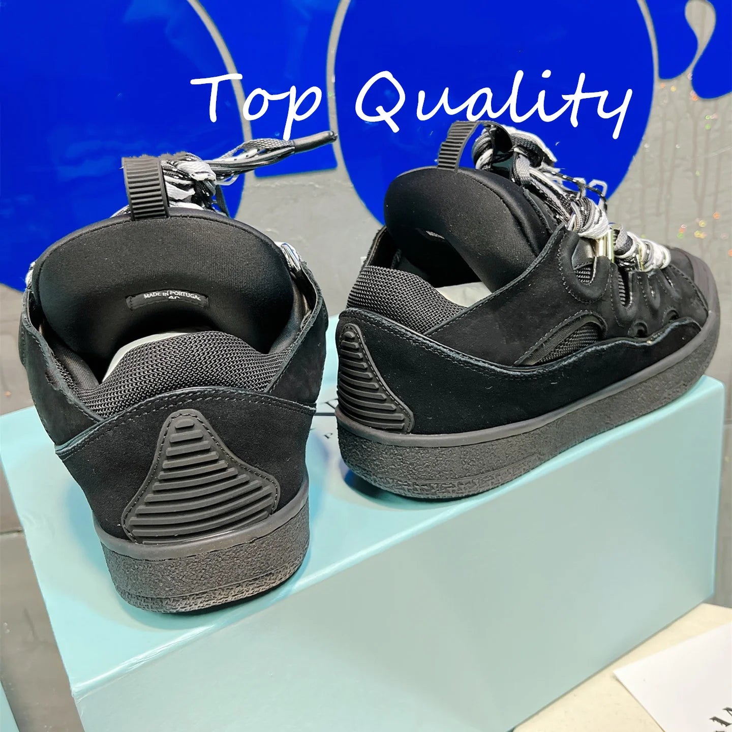 Men's Women's Casual Shoes sports shoes Thick tongue Colorful shoelace Matching leather material Splicing color design