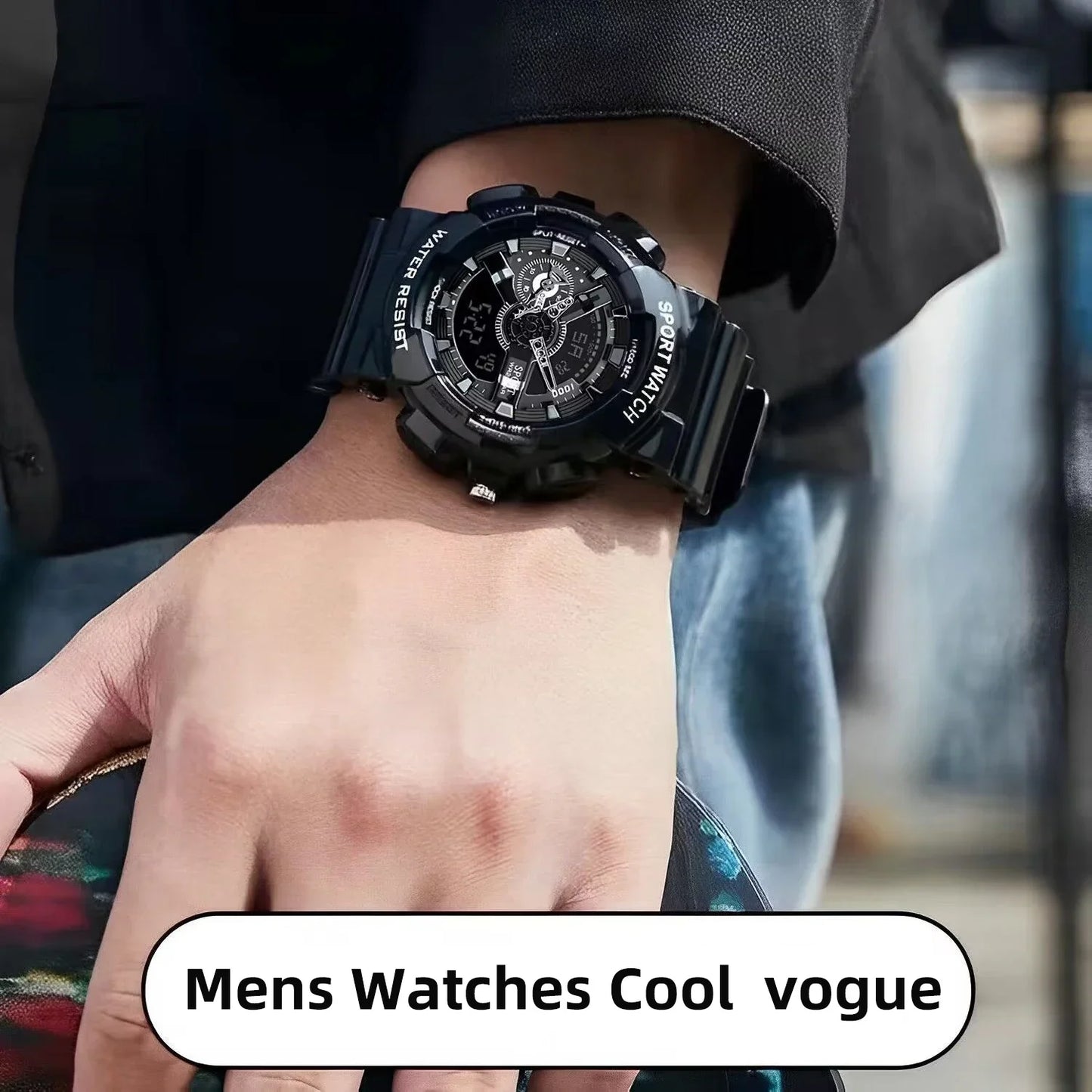 Youth Sport Digital Watch Men Shockproof Waterproof Dual Wristwatches LED Alarm Clock Mens Watches Cool