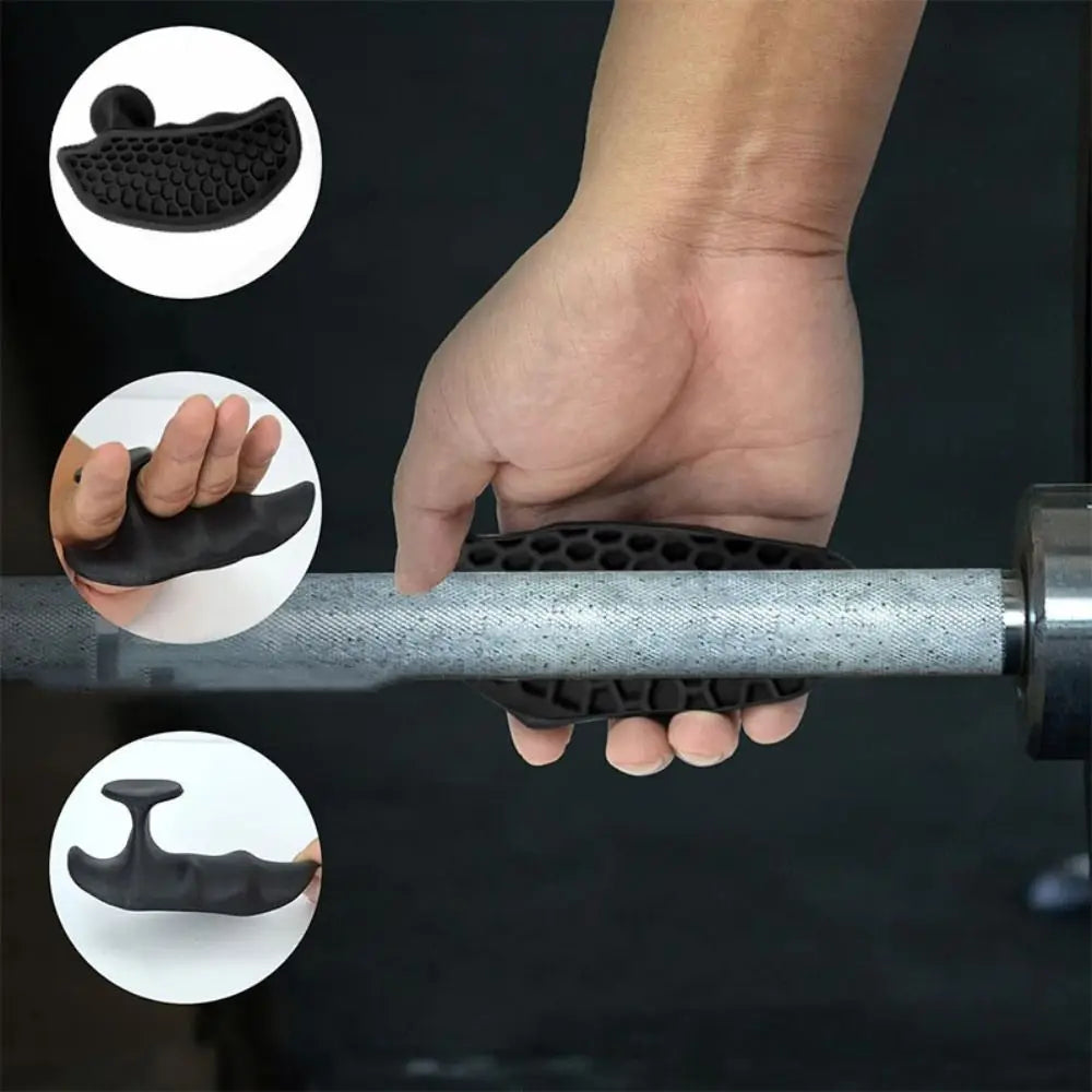 1 Pair Ergonomic Weight Lifting Grips Anti-slip Elastic Workout Gym Gloves Thicken Silicone Silicone Palm Grips Weightlifting