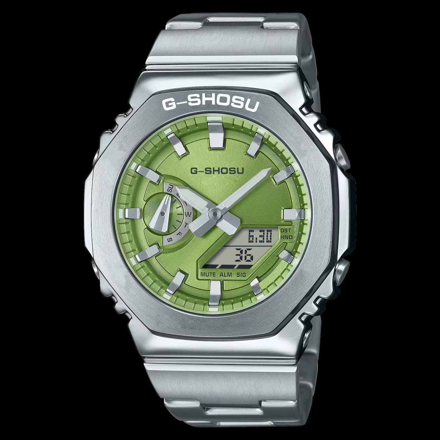 Electronic Unisex Watch Full Digital Sports Function LED Alloy Large Dial World Time Steel Strap GMB Oak Series
