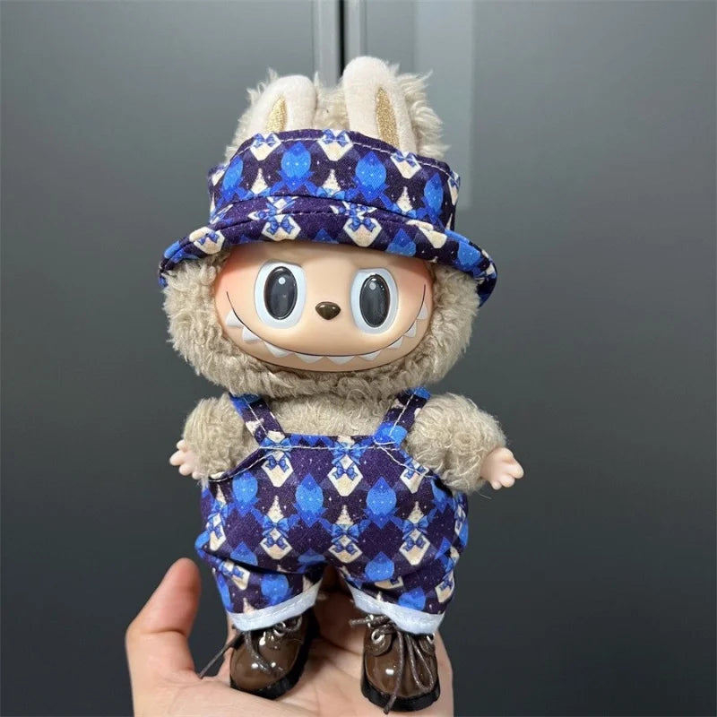 Cute Mini Plush Doll Clothes for 17cm Labubu Many Kinds of Overalls Clothes Accessories