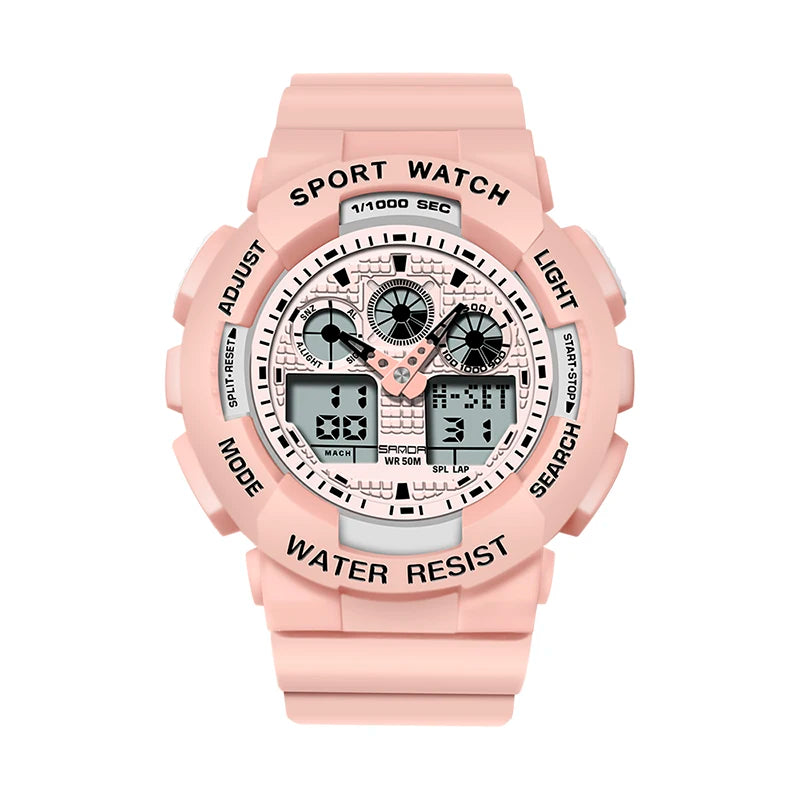 SANDA Multifunctional Sports Watch Waterproof Luminous Dual Movement Quartz Electronic Watch Fashion Couple Watch for Men Women
