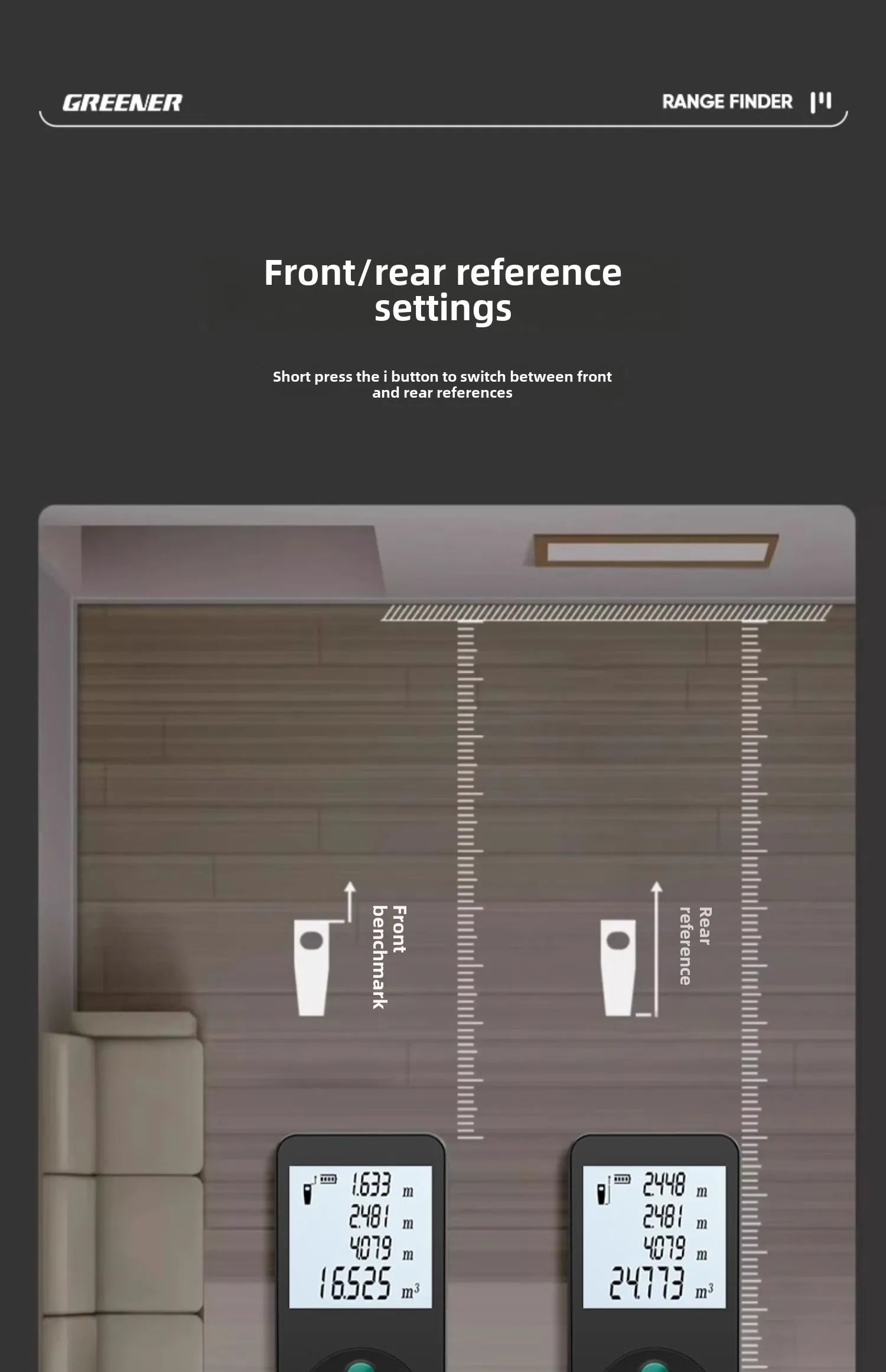 Handheld Laser Rangefinder with Green Red Infrared, Electronic Measuring Tool, High Precision Measuring Instrument