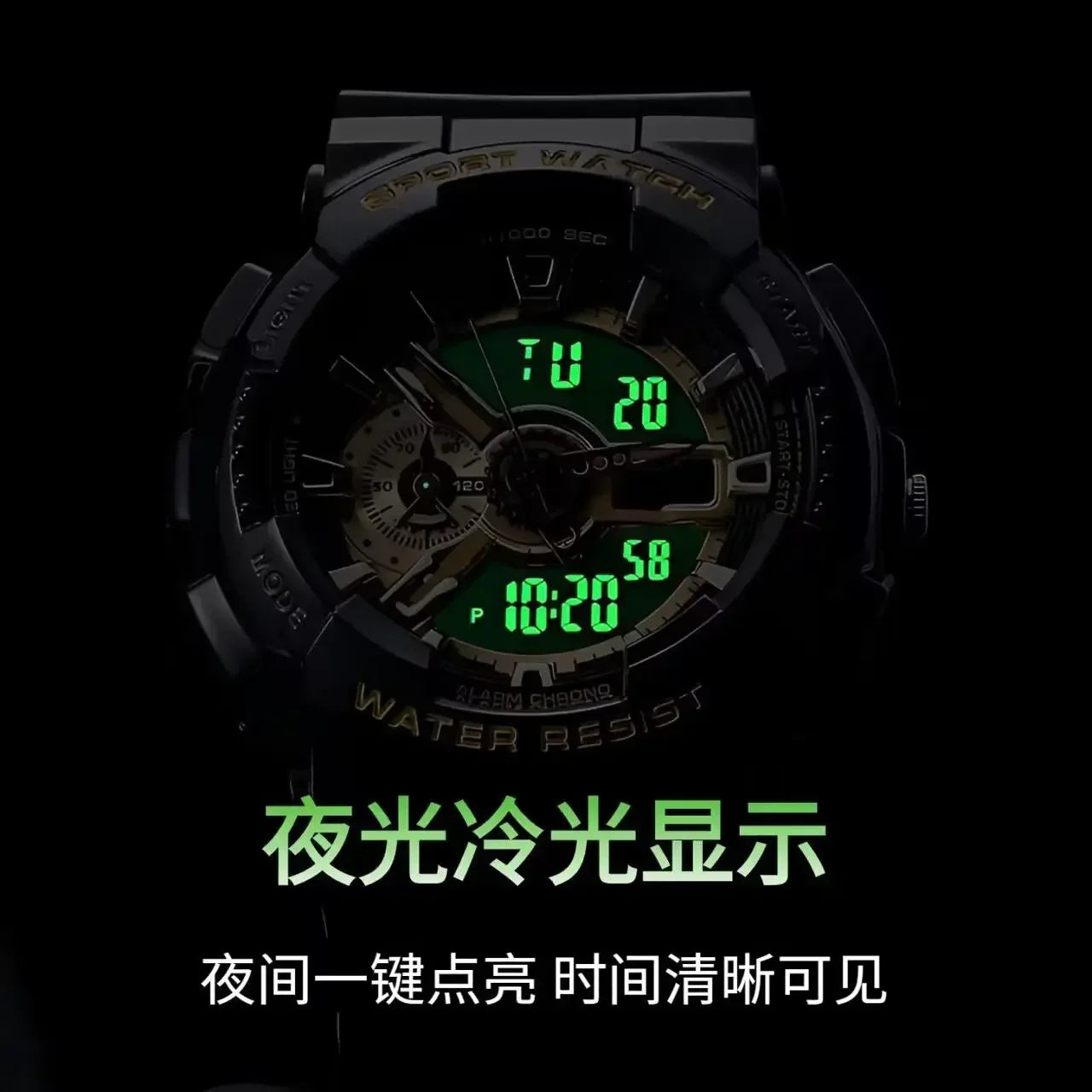 Youth Sport Digital Watch Men Shockproof Waterproof Dual Wristwatches LED Alarm Clock Mens Watches Cool