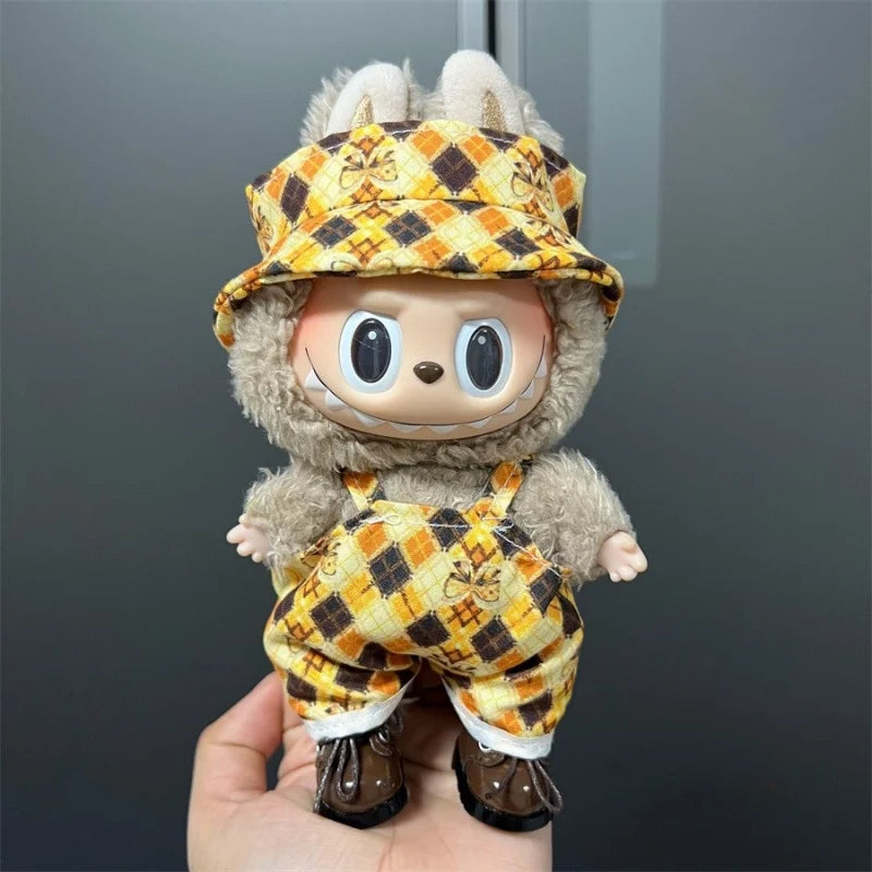 Cute Mini Plush Doll Clothes for 17cm Labubu Many Kinds of Overalls Clothes Accessories