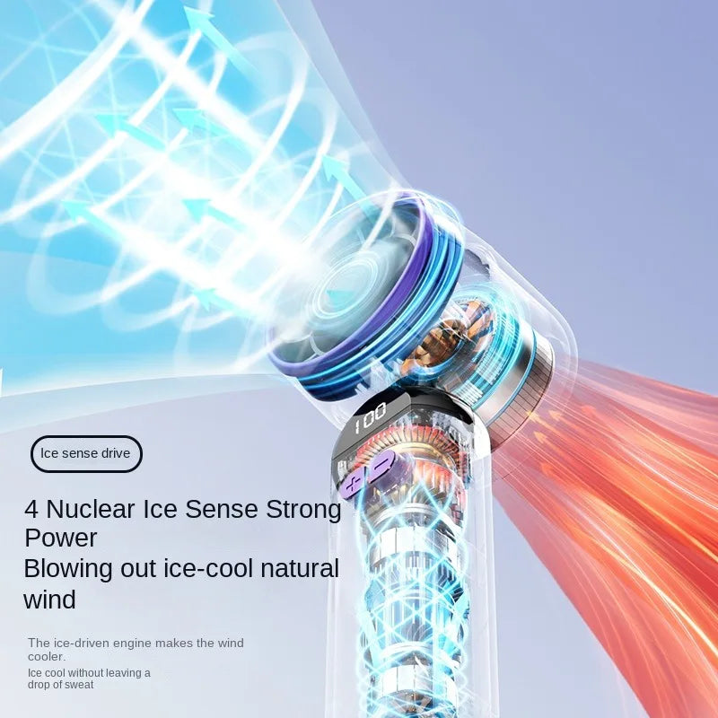 2025 Turbo Handheld Fan - 100-Speed Adjustable & 165g Ultra-Light, Foldable Portable Cooling w/ Lanyard for Outdoor Travel