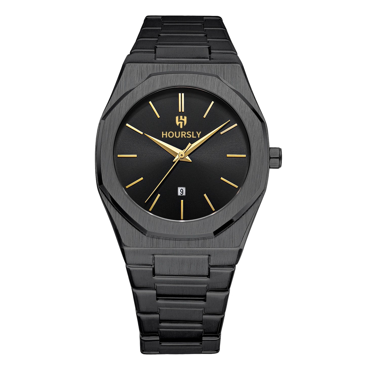 Luxury personalized men watch stainless steel strap waterproof circular calendar quartz clock simple line dial business fashion