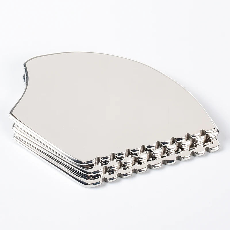 Gua Sha Facial Tool, Stainless Steel GuaSha Massage Tool Natural Universal Facial Silver Metal Gua Sha Board for SPA Acupuncture