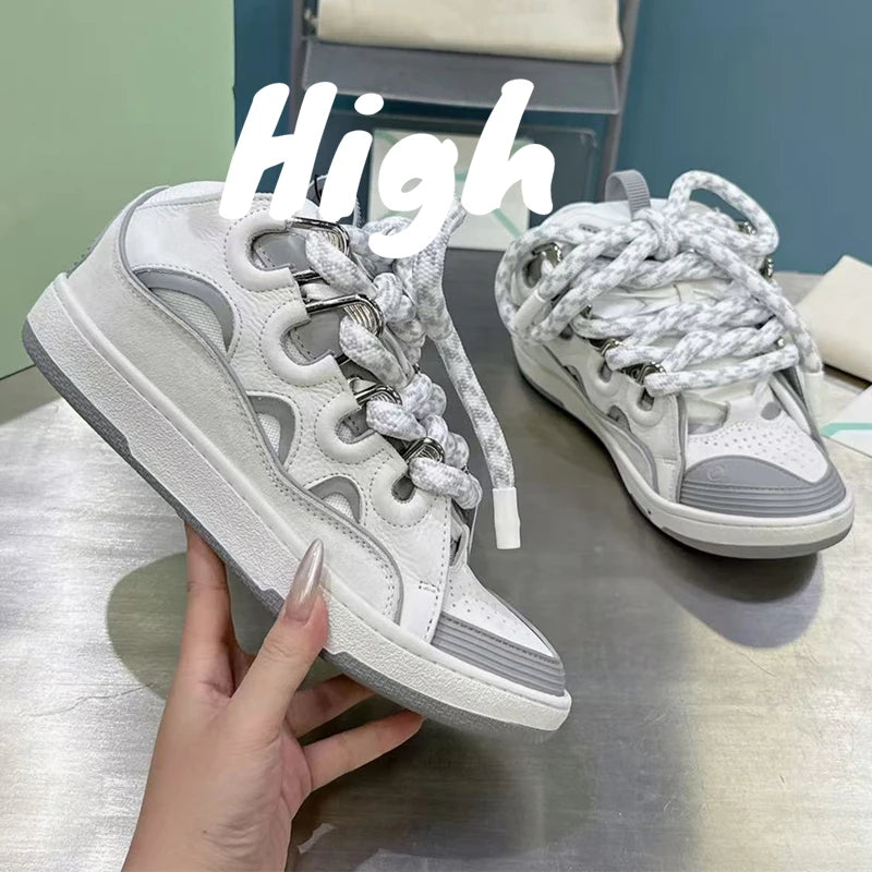 Men's Women's sports shoes Casual Shoes Colorful shoelace Matching Splicing color design Thick tongue Fashion Shoes Luxury