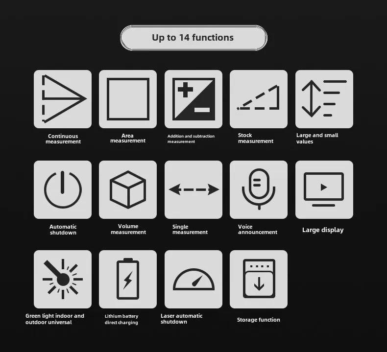 Handheld Laser Rangefinder with Green Red Infrared, Electronic Measuring Tool, High Precision Measuring Instrument