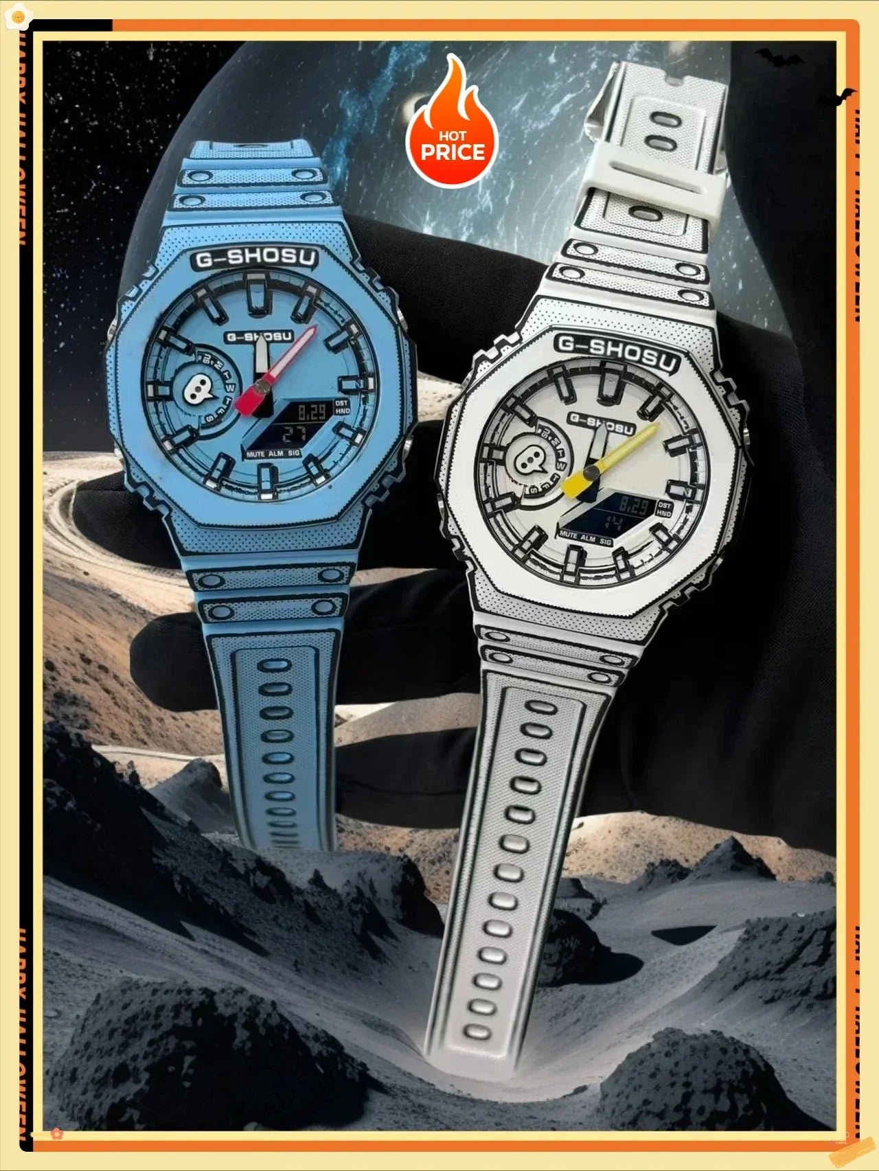 Digital Sports Electronics Unisex Watch Comic 2100 Series World Time Full Function All Hands Operational Oak Series