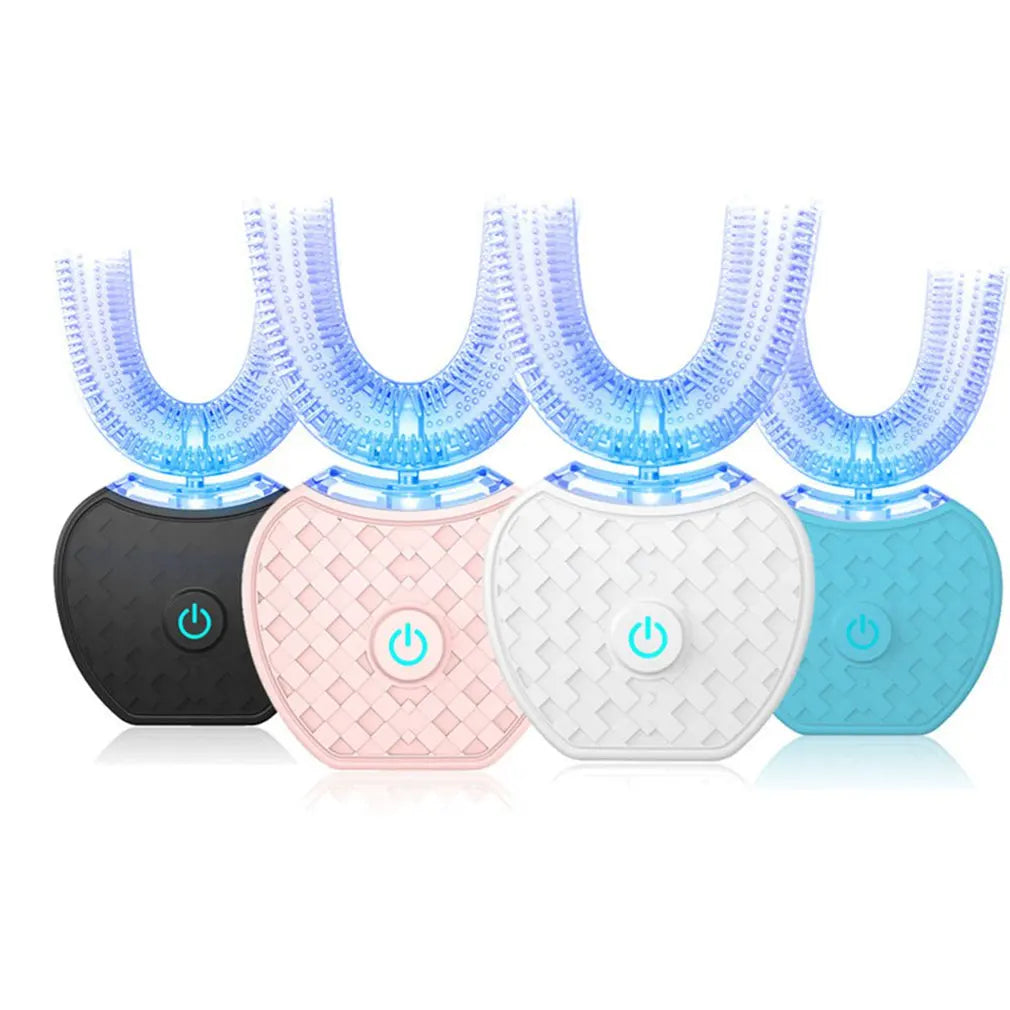 U Shape 360 Degree Automatic Lazy Sonic Electric Toothbrush Cold Blue Light Tooth Whitening Tool Ultrasonic Tooth Cleaner Brush