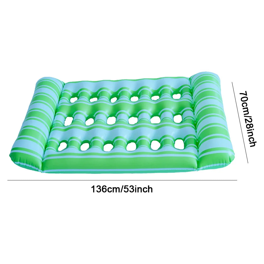 Inflatable Pool Float Lounger with Headrest Pool Floats Hammock Portable Floating Lounger Air Mattress for Swimming Pool Party