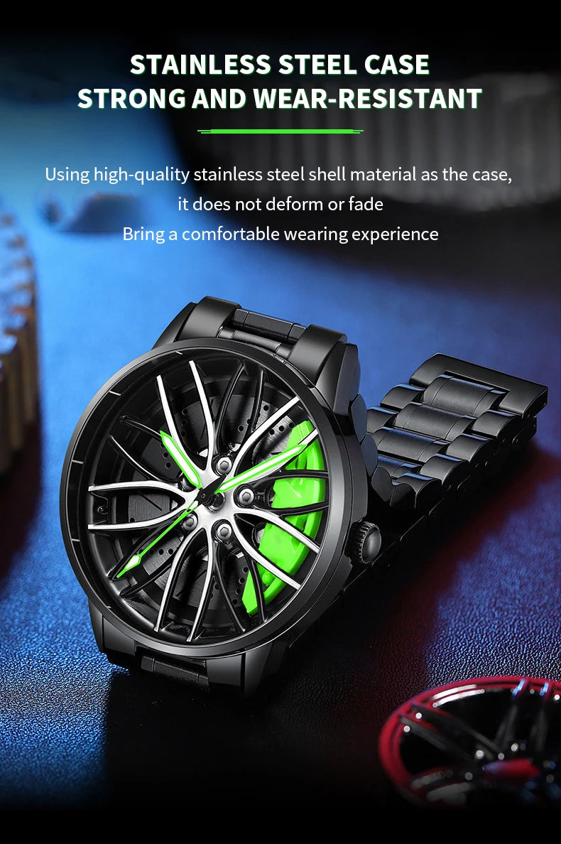 2024New Car Watch Rotating Dial Quartz Movement Stainless Steel VA AV VOOM Top Brand Sports Style Black Wrist Watch Reloj Hombre