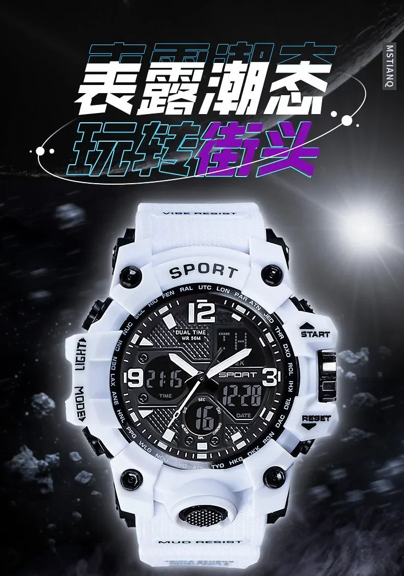 Teenage Men's Junior High School Student Fashion Trend Black Technology Sports Glow Men's Electronic Watch