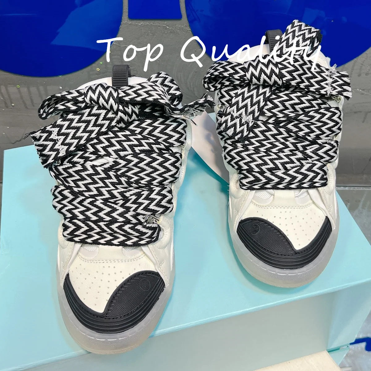 Men's Women's Casual Shoes sports shoes Thick tongue Colorful shoelace Matching leather material Splicing color design