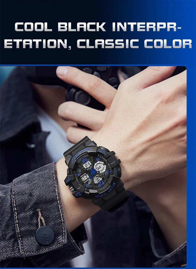 SANDA 3168 White Sport Watch  LED Digital 50M Waterproof Watch Men Multifunction Clock Relogio Masculino Men Military Watches