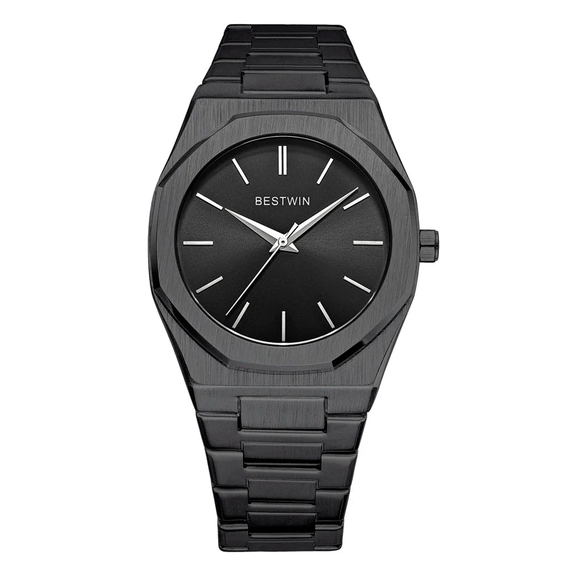 Quartz Watch For Men Original Top Brand All Black Stainless Steel Men's Wristwatch Classic Business Waterproof Japan Movement
