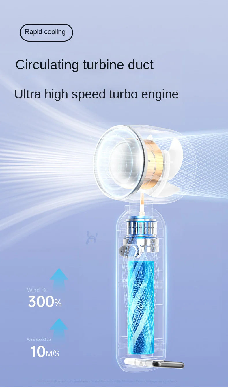 2025 Turbo Handheld Fan - 100-Speed Adjustable & 165g Ultra-Light, Foldable Portable Cooling w/ Lanyard for Outdoor Travel
