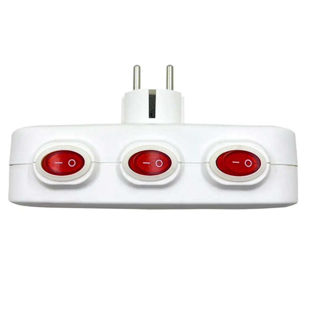 1To3 EU Extension Socket With Switch ON/OFF Electrical Plug European Standard Russia Spain Ukraine Korea Power Converter Socket