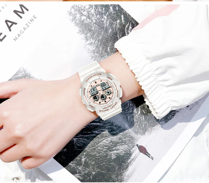 SANDA Multifunctional Sports Watch Waterproof Luminous Dual Movement Quartz Electronic Watch Fashion Couple Watch for Men Women