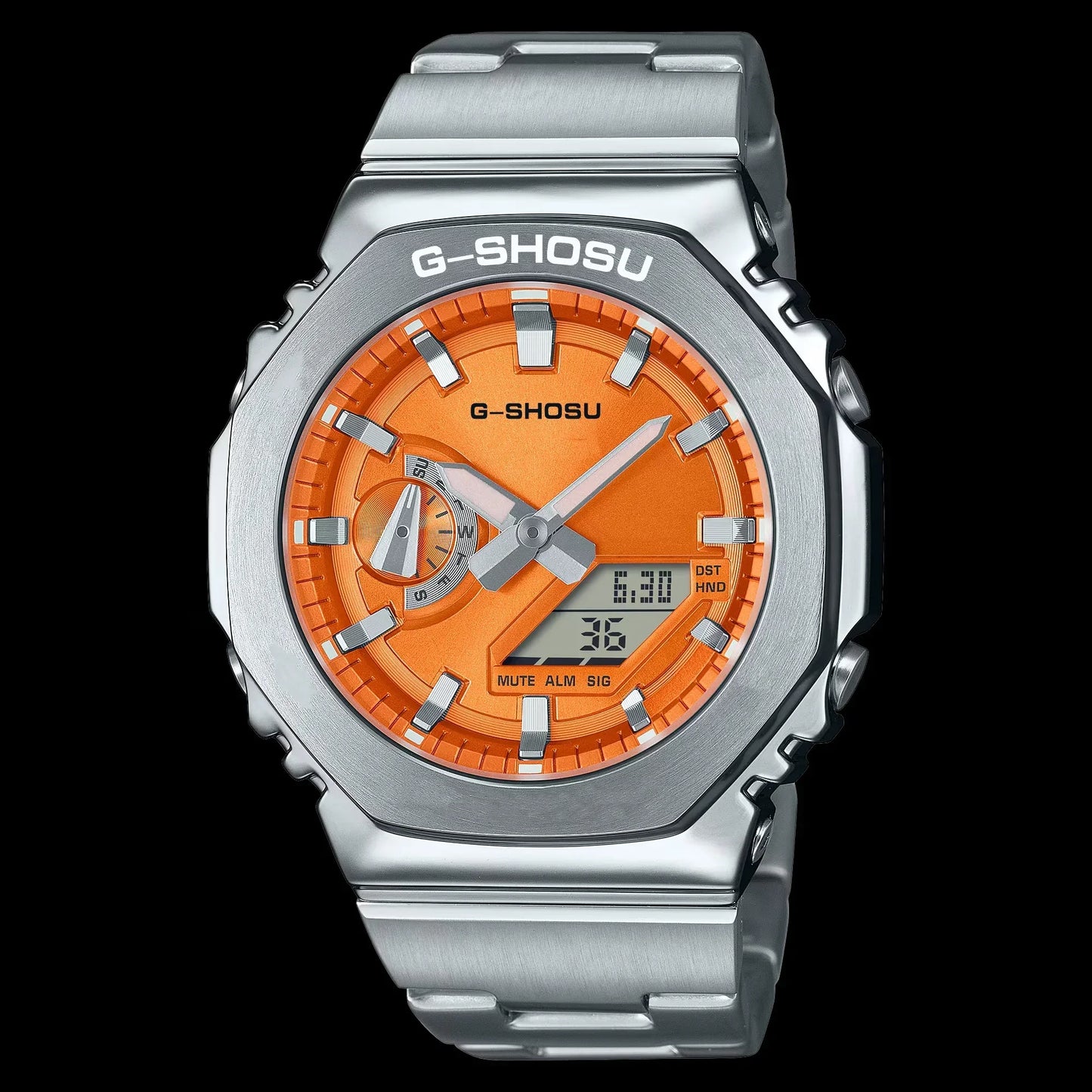 Electronic Unisex Watch Full Digital Sports Function LED Alloy Large Dial World Time Steel Strap GMB Oak Series