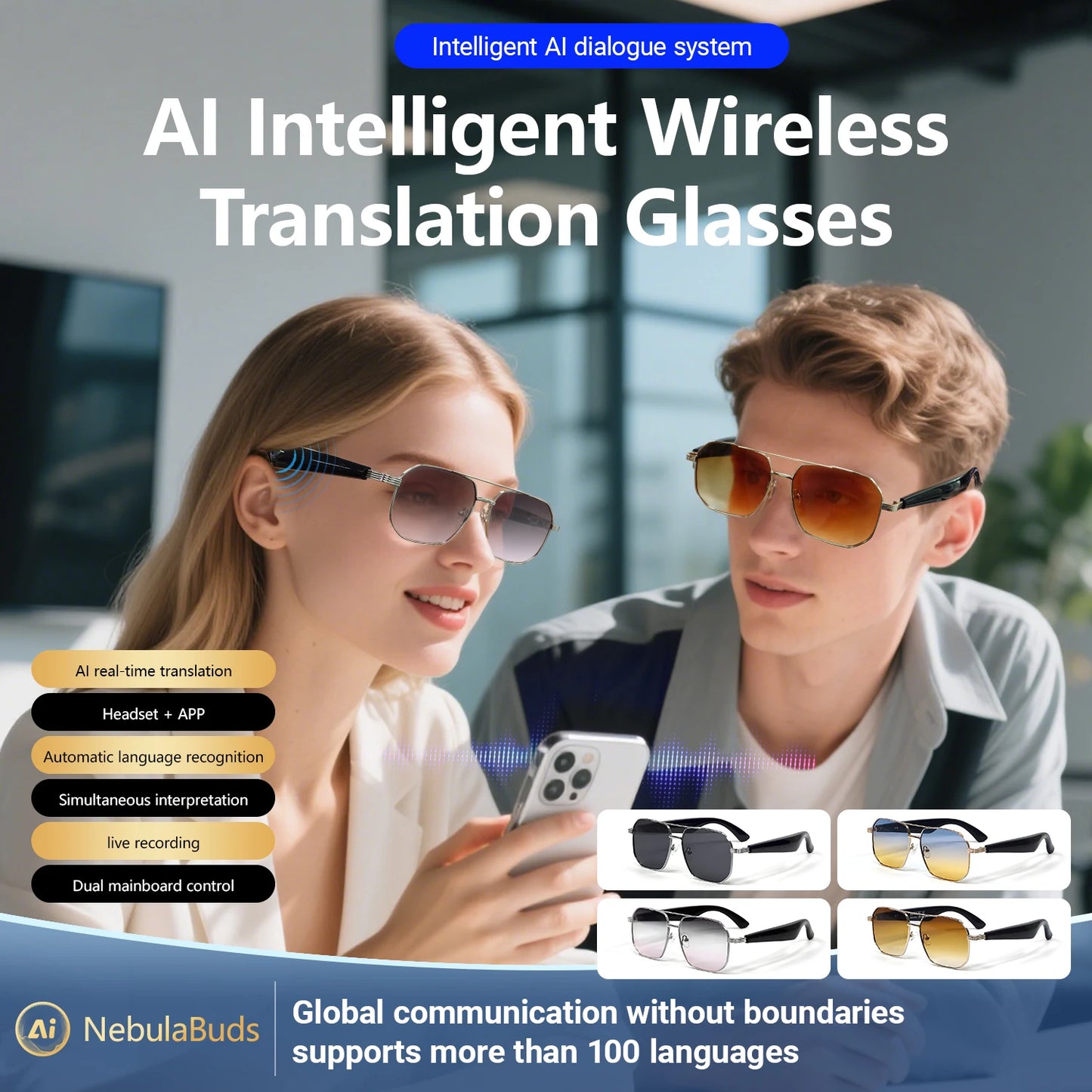 2025 Smart Glasses Fashion Luxury Men Women Polygonal Eye Protection Sun Glasses Trendy Retro Driving Sports AI Goggle Shades