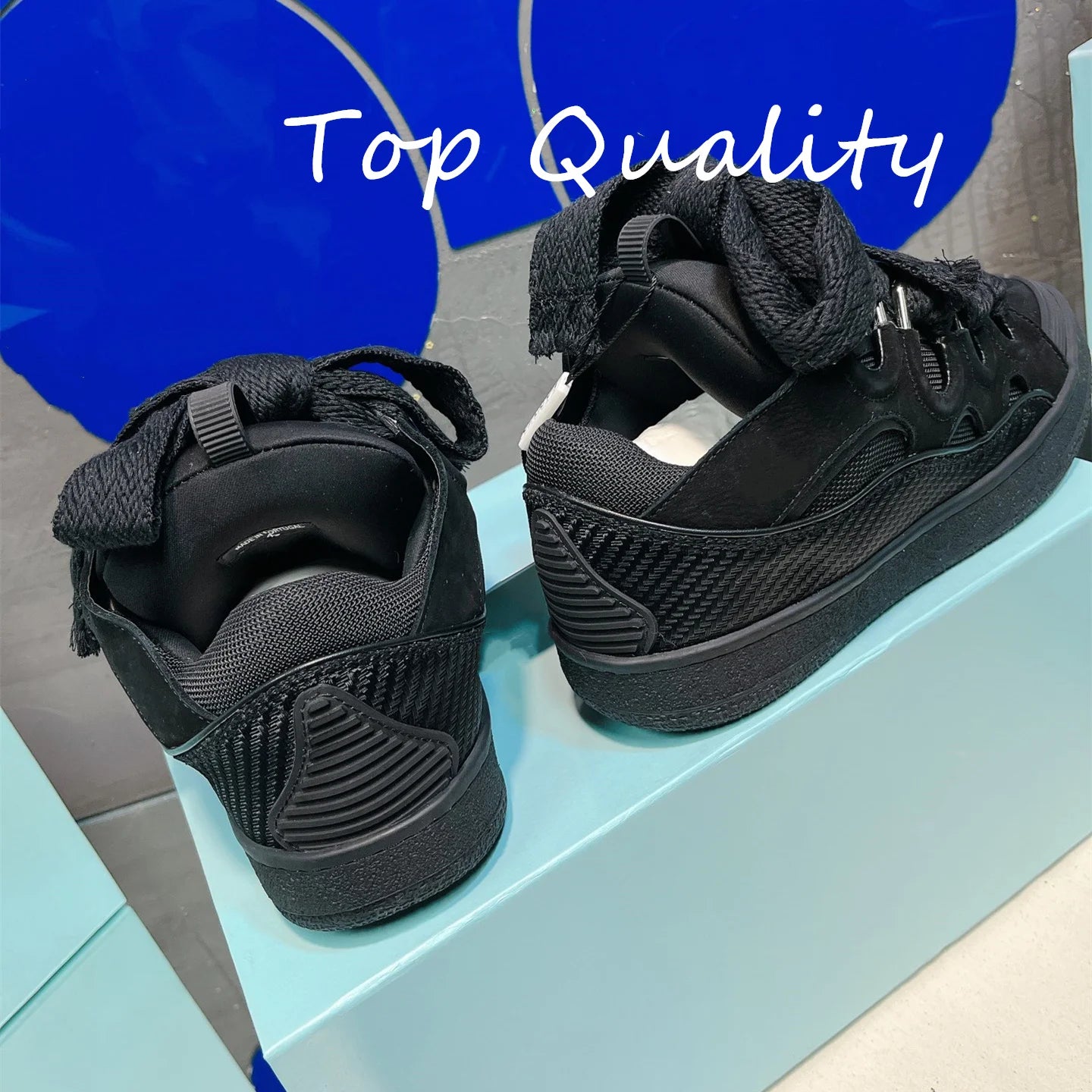Men's Women's Casual Shoes sports shoes Thick tongue Colorful shoelace Matching leather material Splicing color design