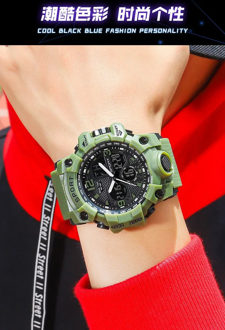Teenage Men's Junior High School Student Fashion Trend Black Technology Sports Glow Men's Electronic Watch