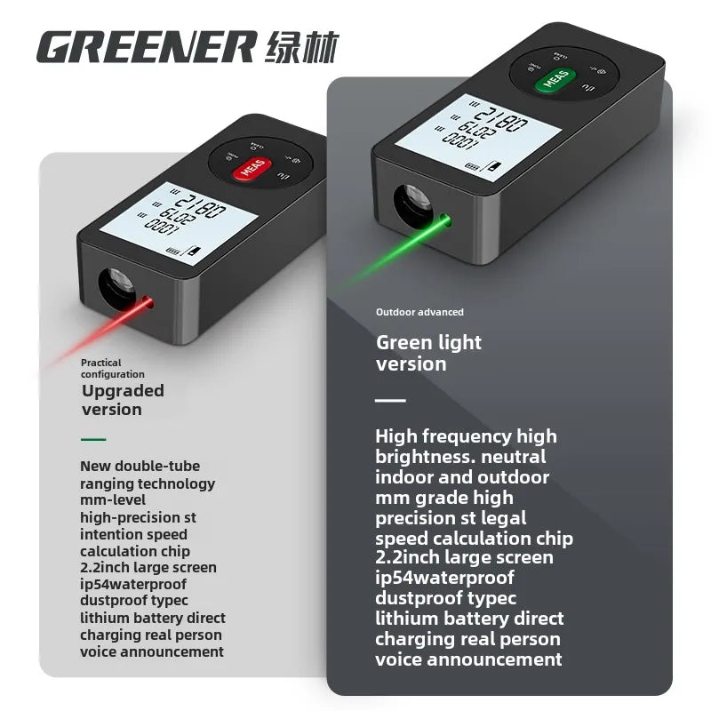 Handheld Laser Rangefinder with Green Red Infrared, Electronic Measuring Tool, High Precision Measuring Instrument