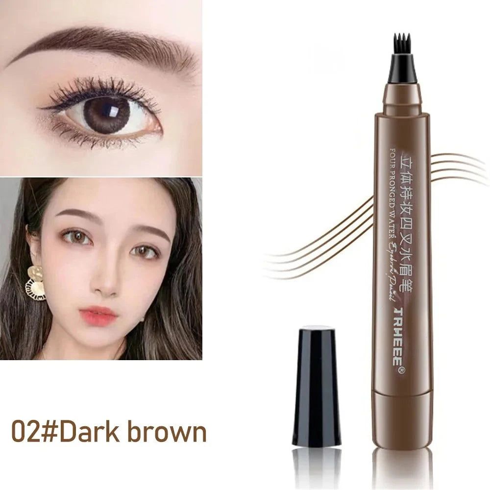 5 Colors Microblading Eyebrow Pen Waterproof Liquid Eyebrow Pencil Long Lasting Eyebrow Pen 4 Points Eye Brow Pen Cosmetics