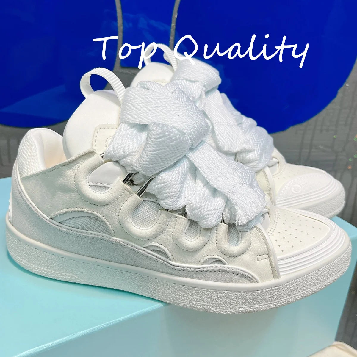 Men's Women's Casual Shoes sports shoes Thick tongue Colorful shoelace Matching leather material Splicing color design
