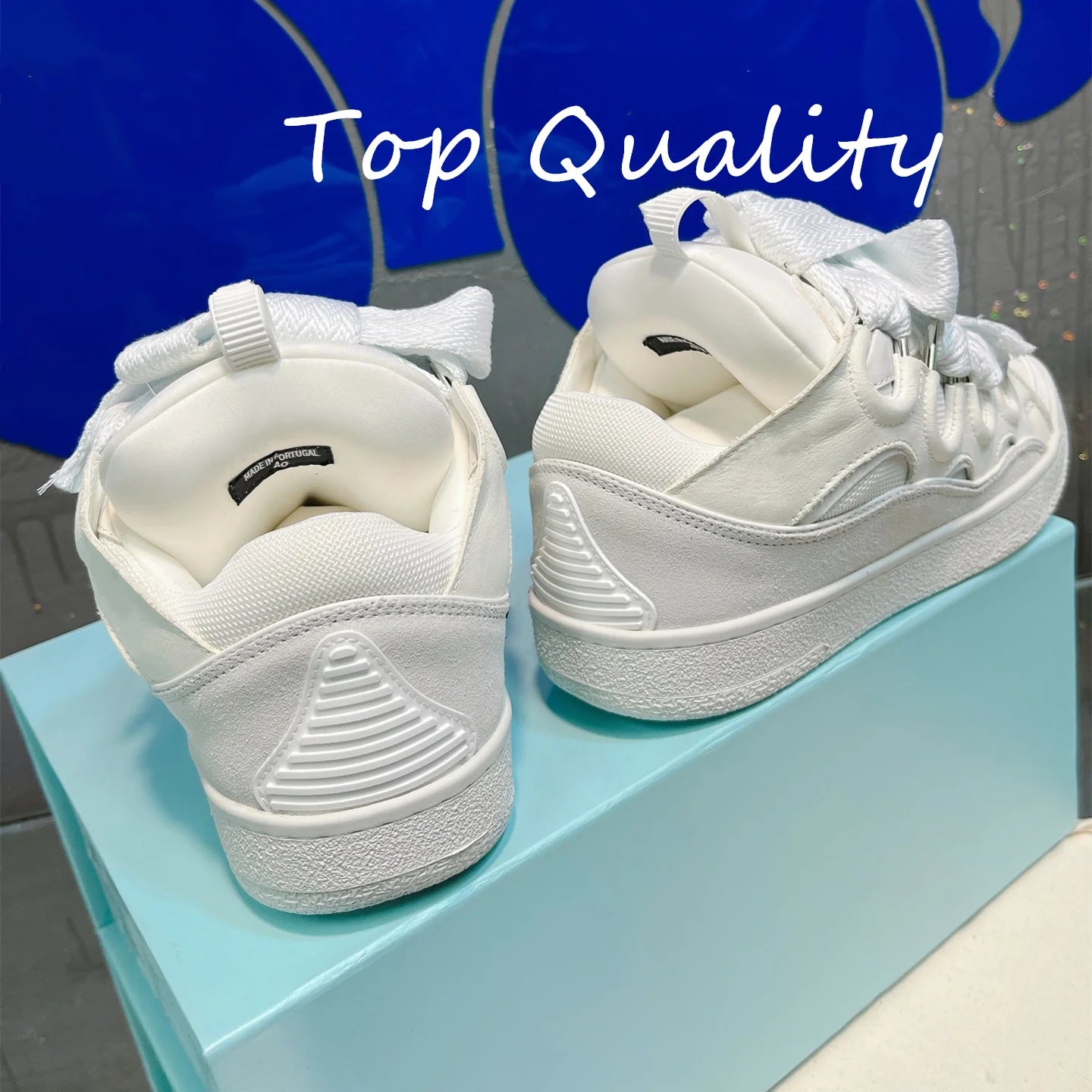 Men's Women's Casual Shoes sports shoes Thick tongue Colorful shoelace Matching leather material Splicing color design