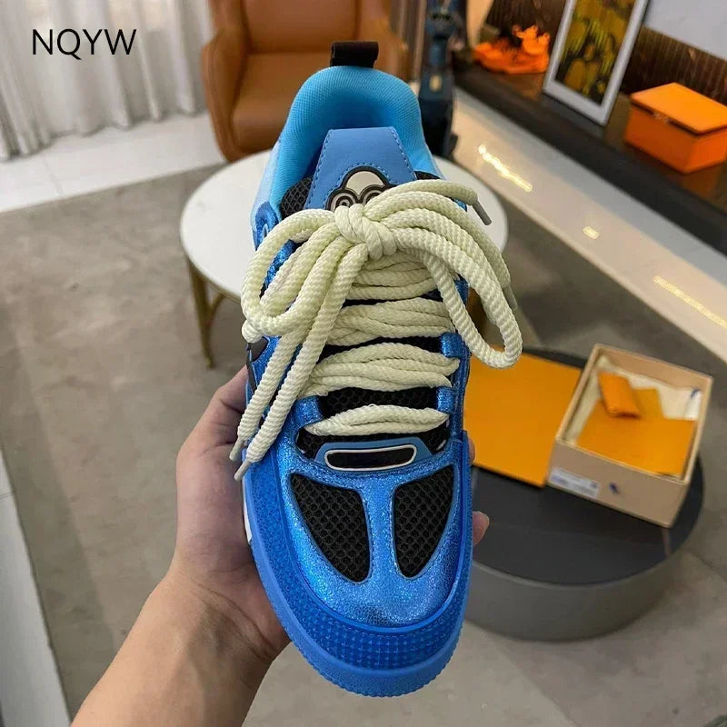 2025 Four Seasons New Net Men's Non-Slip Buffer Men's Genuine Leather Board Shoes Flat Bottom Versatile White Women's Shoes