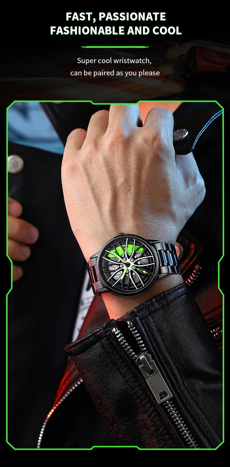 2024New Car Watch Rotating Dial Quartz Movement Stainless Steel VA AV VOOM Top Brand Sports Style Black Wrist Watch Reloj Hombre