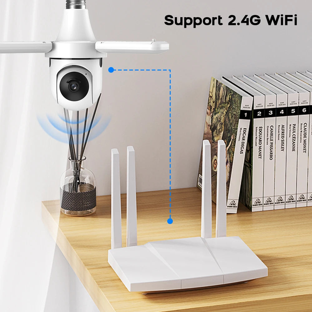 2K 3MP Wireless Bulb Security Camera with Motion Detection Color Night Vision Two-Way Audio Tuya Smart Life Home Surveillance