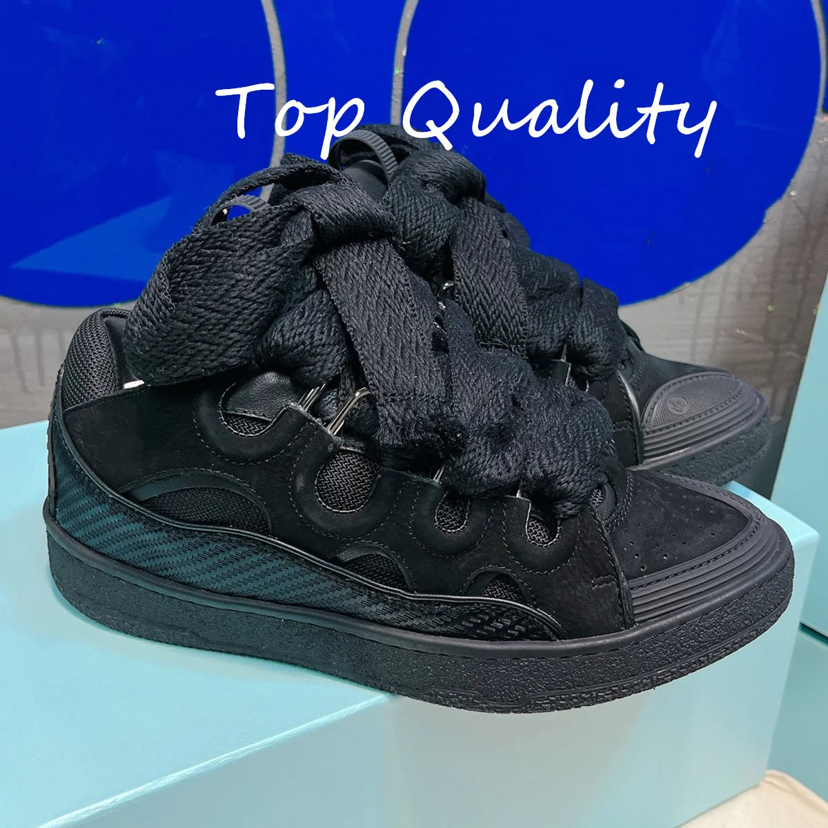 Men's Women's Casual Shoes sports shoes Thick tongue Colorful shoelace Matching  leather material Splicing color design
