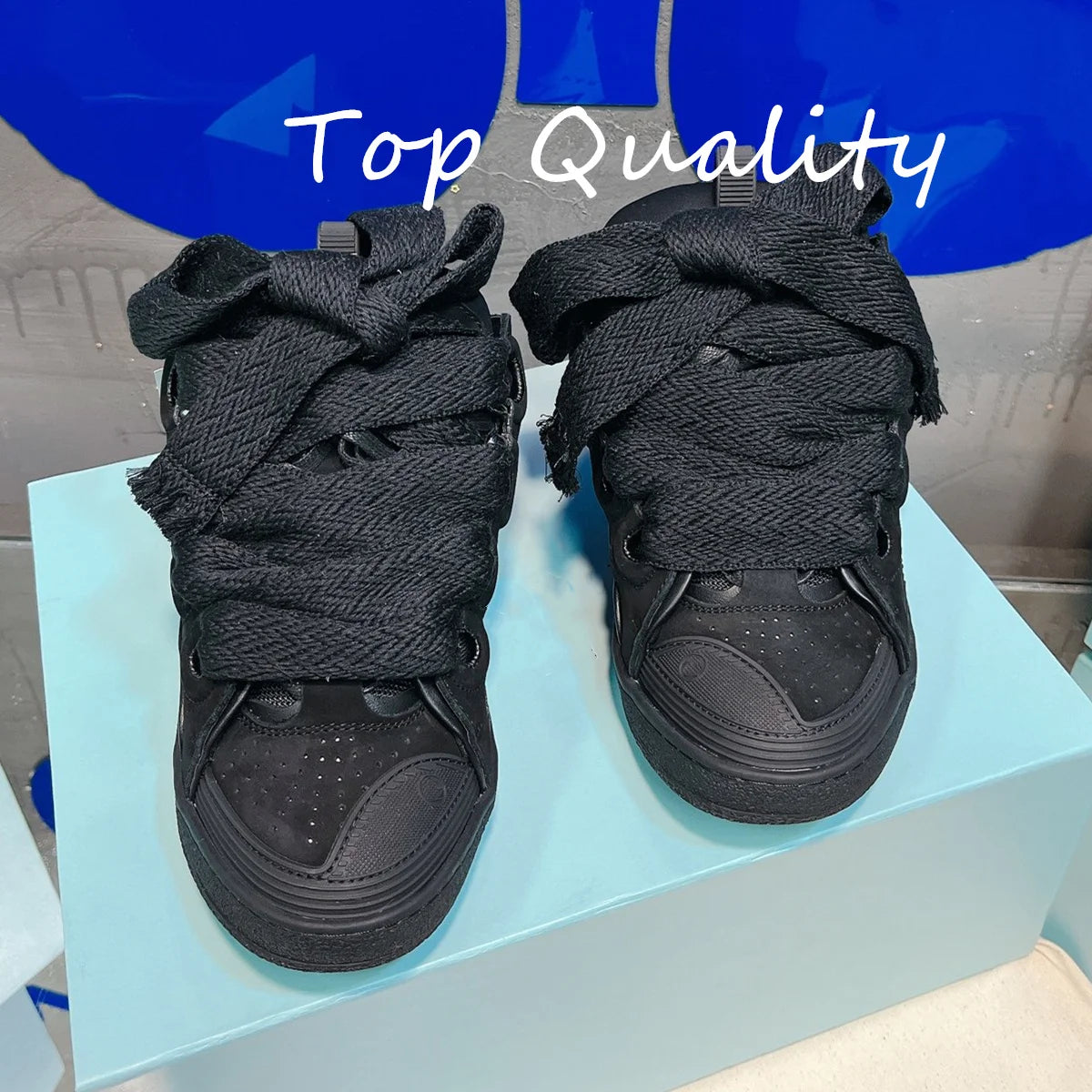 Men's Women's Casual Shoes sports shoes Thick tongue Colorful shoelace Matching leather material Splicing color design