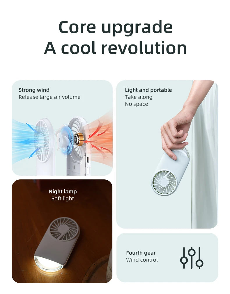 Handheld Turbo Fan Mini Portable Hand, 1200mAh USB Rechargeable Personal, Battery Operated Pocket Fan with 4 Speeds for