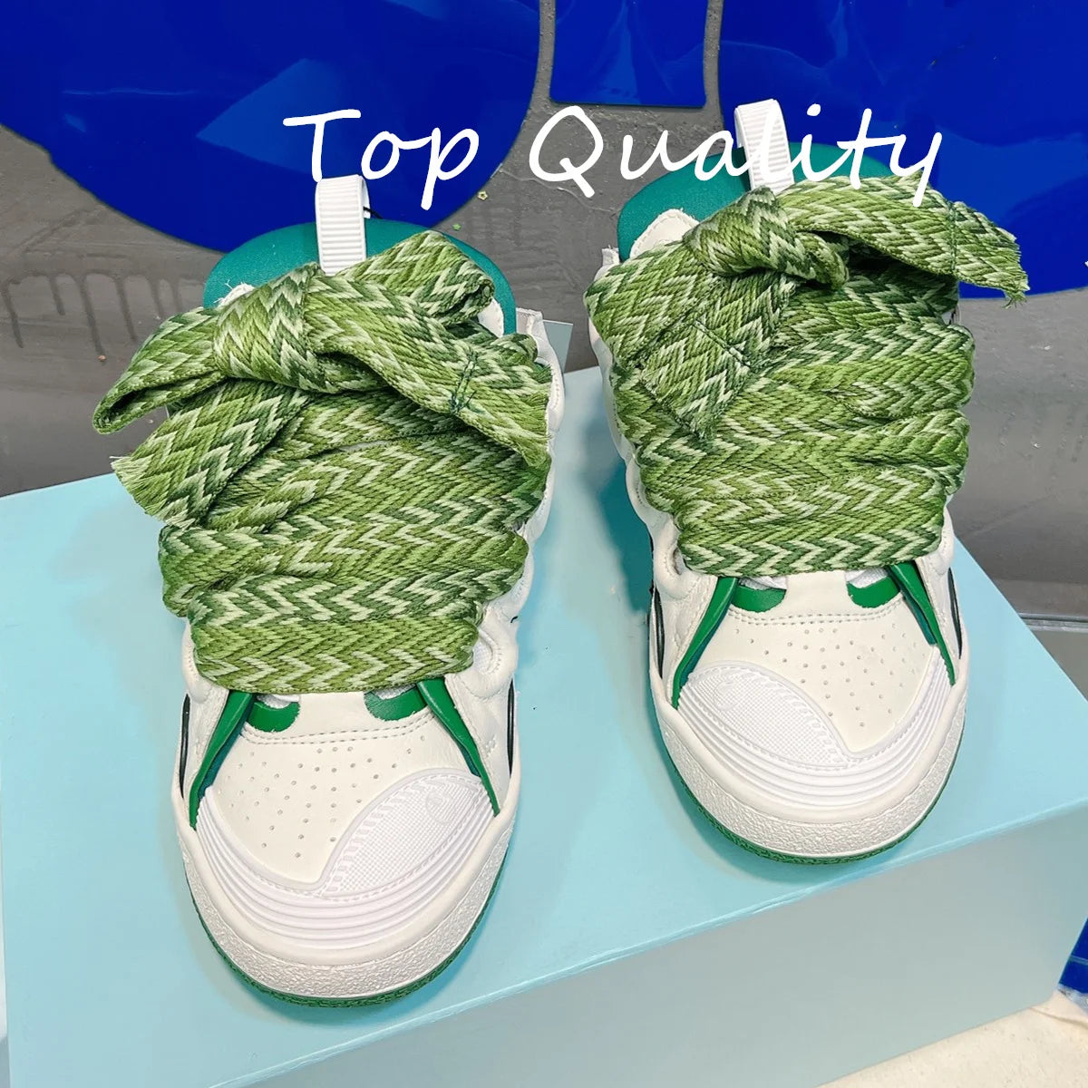 Men's Women's Casual Shoes sports shoes Thick tongue Colorful shoelace Matching leather material Splicing color design