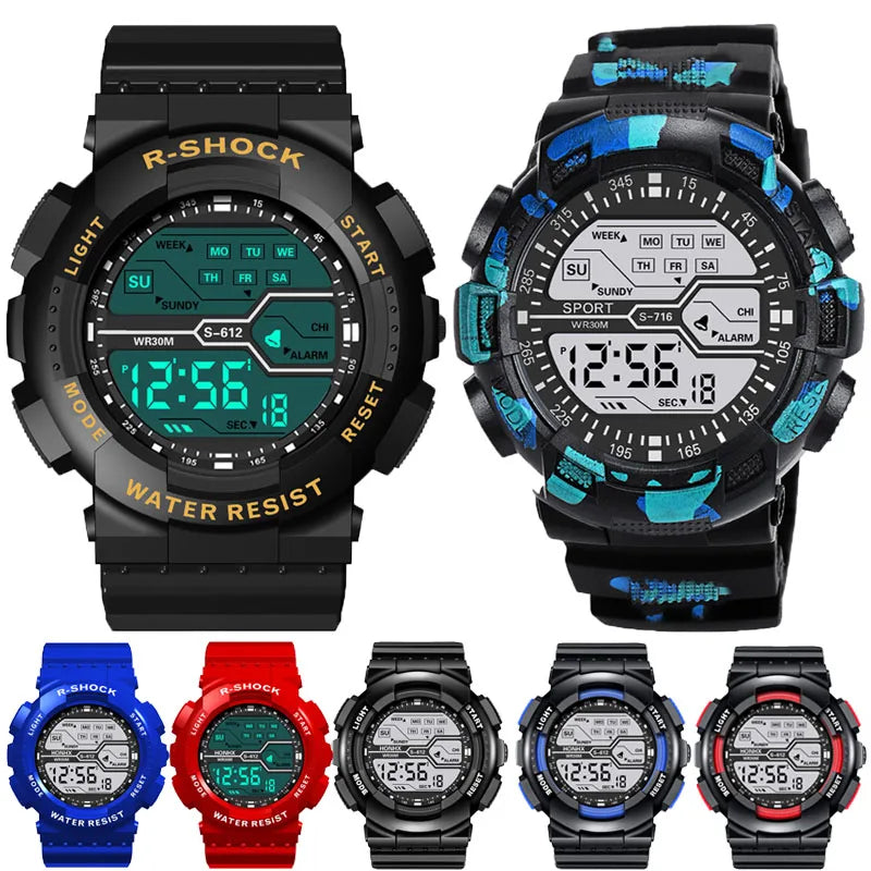 Outdoor Sport Men Watch Multifunction Large Screen LED Electronic Waterproof Luminous Military Digital Wristwatches Reloj Hombre