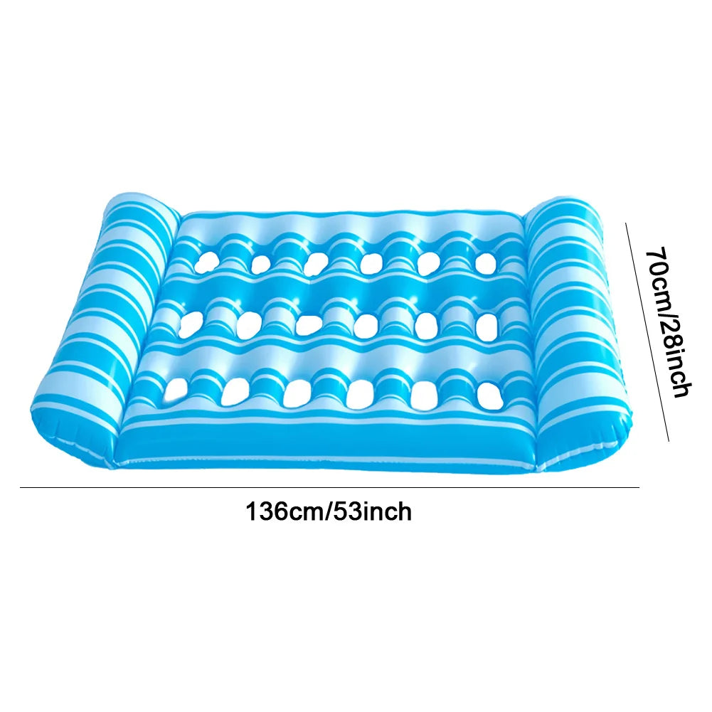 Inflatable Pool Float Lounger with Headrest Pool Floats Hammock Portable Floating Lounger Air Mattress for Swimming Pool Party