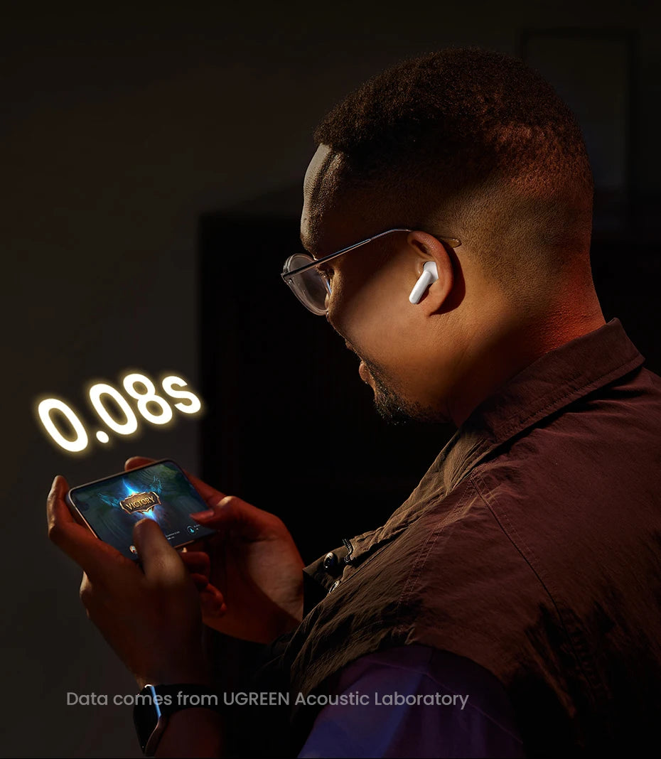 UGREEN Wireless Bluetooth Earphones Semi-Open ANC Adaptive Active Noise Cancelling Earbuds LDAC Hi-Res Audio Headphones Headset